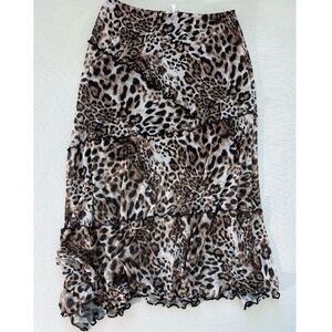 See You Monday Y2K Leopard Print Mesh Midi Skirt | Size S